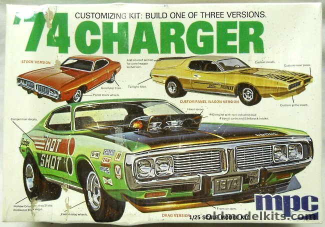 MPC 1/25 1974 Dodge Charger - Stock / Custom Panel Wagon / Drag Version, 1-7407-250 plastic model kit
